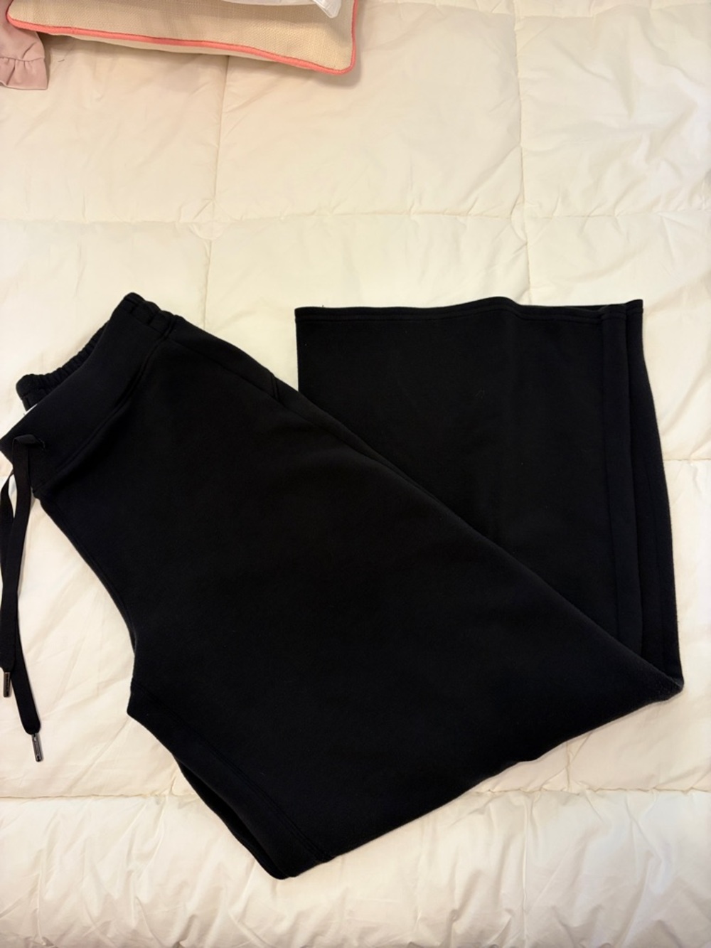 Black Wide-Leg Drawstring Sweatpants